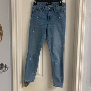 GAP white star print skinny high rise jeans